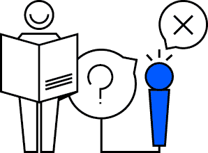 journalismuscrowdfunding | crowdfundingde Symbolische Darstellung von Journalismus und Crowdfunding Eine Figur mit Zeitung Fragezeichen und Mikrofon