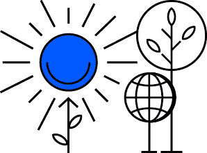 klimaschutzcrowdfunding | crowdfundingde Bunte Illustrationen von Sonne Erde und Bäumen symbolisieren Klimaschutz und Crowdfunding Initiativen