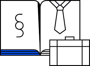 rechtcrowdfunding | crowdfundingde Offenes Buch mit Paragraphenzeichen daneben eine Aktentasche und eine Krawatte symbolisiert rechtliche Aspekte des Crowd